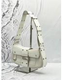 CHRISTIAN DIOR CHIC COMLUMBUS WHITE CALF & LAMBSKIN LEATHER SHOULDER BAG 