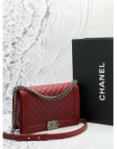 CHANEL NEW MEDIUM FLAP BAG IN DARK MAROON QUILTED CAVIAR LEATHER 