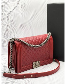 CHANEL NEW MEDIUM FLAP BAG IN DARK MAROON QUILTED CAVIAR LEATHER 