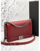 CHANEL NEW MEDIUM FLAP BAG IN DARK MAROON QUILTED CAVIAR LEATHER 