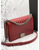 CHANEL NEW MEDIUM FLAP BAG IN DARK MAROON QUILTED CAVIAR LEATHER 