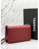 CHANEL NEW MEDIUM FLAP BAG IN DARK MAROON QUILTED CAVIAR LEATHER 