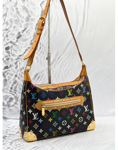 LOUIS VUITTON BLACK MONOGRAM MULTICOLOR CANVAS BOULOGNE SHOULDER BAG 