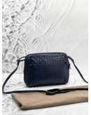 BOTTEGA VENETA DARK BLUE INTRECCIATO LEATHER NODINI CROSSBODY BAG  