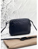 BOTTEGA VENETA DARK BLUE INTRECCIATO LEATHER NODINI CROSSBODY BAG  