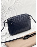 BOTTEGA VENETA DARK BLUE INTRECCIATO LEATHER NODINI CROSSBODY BAG  