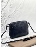 BOTTEGA VENETA DARK BLUE INTRECCIATO LEATHER NODINI CROSSBODY BAG  