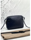 BOTTEGA VENETA DARK BLUE INTRECCIATO LEATHER NODINI CROSSBODY BAG  