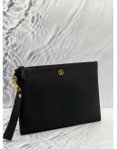 GUCCI GG MAROMONT BLACK CALFSKIN LEATHER SLIM CLUTCH