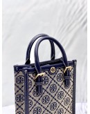 (LIKE NEW) TORY BURCH T MONOGRAM BLUE JACQUARD MINI TOTE BAG  