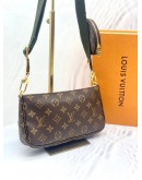 (BRAND NEW) LOUIS VUITTON MULTI POCHETTA ACCESSOIRIES MONOGRAM CANVAS CROSSBODY BAG WITH REMOVABLE CHAIN AND GREEN STRAP -FULL SET-