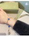 (BRAND NEW) 2024 VCA VAN CLEEF & ARPELS VINTAGE ALHAMBRA BRACELET 5 MOTIFS 18K 750 YELLOW GOLD AND BLUE AGATE -FULL SET-