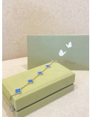 (BRAND NEW) 2024 VCA VAN CLEEF & ARPELS VINTAGE ALHAMBRA BRACELET 5 MOTIFS 18K 750 YELLOW GOLD AND BLUE AGATE -FULL SET-