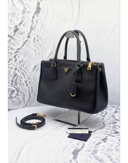 PRADA GALLERIA IN BLACK SAFFIANO LEATHER DOUBLE ZIP TOTE HANDLE BAG