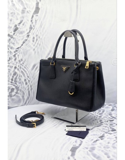 PRADA GALLERIA IN BLACK SAFFIANO LEATHER DOUBLE ZIP TOTE HANDLE BAG