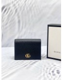 (LIKE NEW) GUCCI BI-FOLD WALLET GG MARMONT BLACK GRAINED LEATHER  -FULL SET-