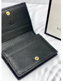 (LIKE NEW) GUCCI BI-FOLD WALLET GG MARMONT BLACK GRAINED LEATHER  -FULL SET-