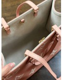 LOUIS VUITTON ON THE GO MM BICOLOR BEIGE / PINK MONOGRAM EMPREINTE LEATHER TOTE BAG 