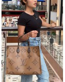 2019 LOUIS VUITTON ON THE GO GM TOTE HANDLE BAG IN BROWN MONOGRAM REVERSE -FULL SET-