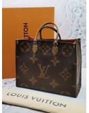 2019 LOUIS VUITTON ON THE GO GM TOTE HANDLE BAG IN BROWN MONOGRAM REVERSE -FULL SET-