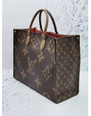 2019 LOUIS VUITTON ON THE GO GM TOTE HANDLE BAG IN BROWN MONOGRAM REVERSE -FULL SET-