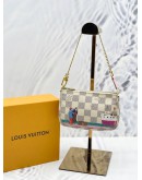 LOUIS VUITTON MINI POCHETTE ACCESSORIES LIMITED EDITION ILLUSTRE TRANSATLANTIC IN WHITE DAMIER AZUR CANVAS -FULL SET-