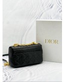 (LIKE NEW) 2022 CHRISTIAN DIOR SMALL CARO BAG IN BLACK SUPPLE CANNAGE CALFSKIN LEATHER -FULL SET-