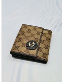 GUCCI GG BEIGE / EBONY FABRIC & LEATHER COMPACT TROPHY WALLET 