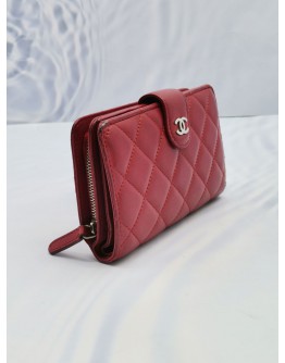 CHANEL CC FRENCH FOLD WALLET IN RED QUILTED LEATHER 