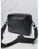 2023 MICROCHIP LOUIS VUITTON BLACK MONOGRAM SHADOW DUO MESSENGER CROSSBODY BAG