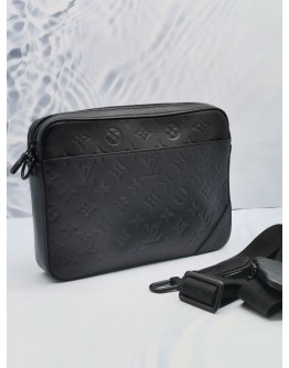 2023 MICROCHIP LOUIS VUITTON BLACK MONOGRAM SHADOW DUO MESSENGER CROSSBODY BAG