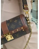 2023 MICROCHIP LOUIS VUITTON PAPILLON TRUNK IN BROWN MONOGRAM CANVAS CROSSBODY BAG WITH 2 CHAIN STRAP 