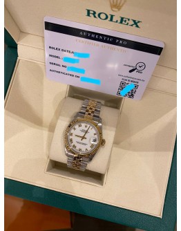 (LIKE NEW) 2004 ROLEX DATEJUST REF 78273 HALF 18K 750 YELLOW GOLD IVORY WHITE DIAL 31MM AUTOMATIC WATCH