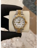 (LIKE NEW) 2004 ROLEX DATEJUST REF 78273 HALF 18K 750 YELLOW GOLD IVORY WHITE DIAL 31MM AUTOMATIC WATCH