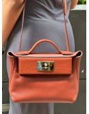 (LIKE NEW) HERMES MINI 24/24 21 BAG EVERCOLOR AND SWIFT GOLD HARDWARE