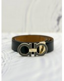 SALVATORE FERRAGAMO GANCINI GLITTER LOGO BELT IN BLACK CALF LEATHER SIZE 90 