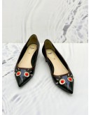 FENDI STUDDED FLAT SHOES IN BLACK CALF LEATHER SIZE 38.5 -FULL SET-