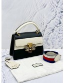 GUCCI QUEEN MARGARET TOP HANDLE BAG WITH STRAP IN BLACK AND WHITE CALF LEATHER