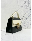 GUCCI QUEEN MARGARET TOP HANDLE BAG WITH STRAP IN BLACK AND WHITE CALF LEATHER