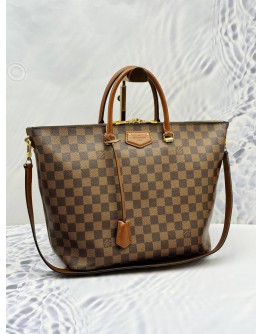 LOUIS VUITTON BELMONT TOTE BAG WITH STRAP IN BROWN DAMIER EBENE CANVAS AND CALF LEATHER