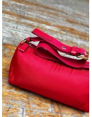 PRADA TESSUTO MINI BOWLING SHOULDER BAG IN RED 