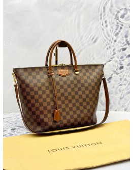 LOUIS VUITTON BELMONT TOTE BAG WITH STRAP IN BROWN DAMIER EBENE CANVAS AND CALF LEATHER