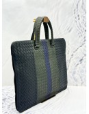 (LIKE NEW) BOTTEGA VENETA INTRECCIATO BRIEFCASE BAG IN BLACK GREEN BLUE CALFSKIN LEATHER