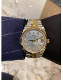 (BRAND NEW) 2024 ROLEX DATEJUST 36 REF 126233 HALF 18K 750 YELLOW GOLD MOTHER OF PEARL DIAMOND DIAL 36MM AUTOMATIC WATCH -FULL SET-