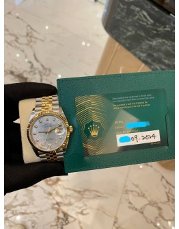 (BRAND NEW) 2024 ROLEX DATEJUST 36 REF 126233 HALF 18K 750 YELLOW GOLD MOTHER OF PEARL DIAMOND DIAL 36MM AUTOMATIC WATCH -FULL SET-