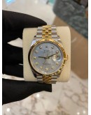 (BRAND NEW) 2024 ROLEX DATEJUST 36 REF 126233 HALF 18K 750 YELLOW GOLD MOTHER OF PEARL DIAMOND DIAL 36MM AUTOMATIC WATCH -FULL SET-