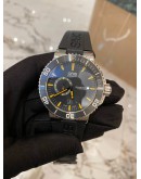 (LIKE NEW) 2013 ORIS AQUIS SMALL DATE  REF 01.743.7673.4159 SECOND YELLOW DIAL 43MM AUTOMATIC WATCH -FULL SET-