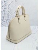 LOUIS VUITTON ALMA MM WHITE EPI LEATHER HANDLE BAG WITH A ROUND ZIPPED 