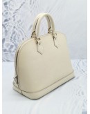 LOUIS VUITTON ALMA MM WHITE EPI LEATHER HANDLE BAG WITH A ROUND ZIPPED 