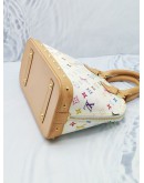 LOUIS VUITTON X MURIKAMI ALMA MM IN WHITE MONOGRAM MULTICOLOR CANVAS HANDLE BAG WITH GOLD STUD